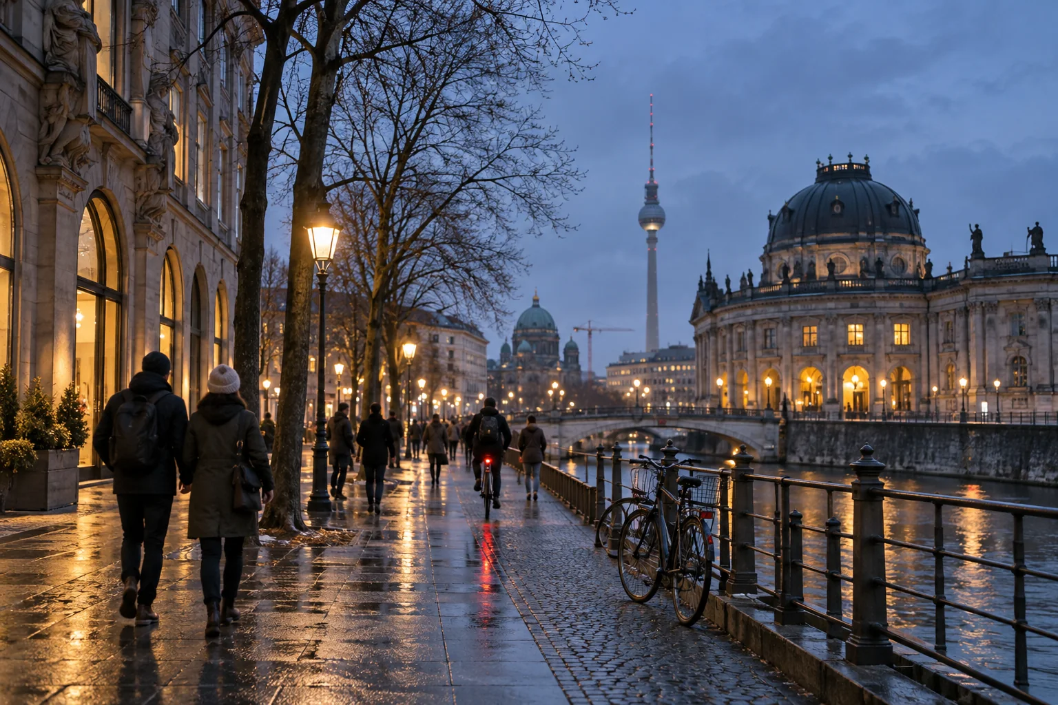 Winterliche Berlin-Stimmung an der Spree; KI-generiertes Symbolbild