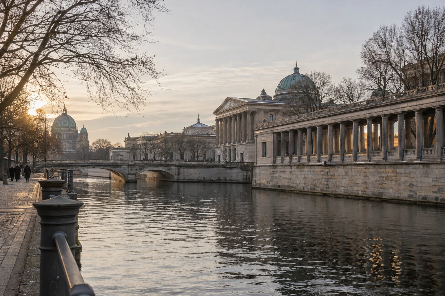 Winterliche Stimmung an der Museumsinsel; KI-generiertes Symbolbild