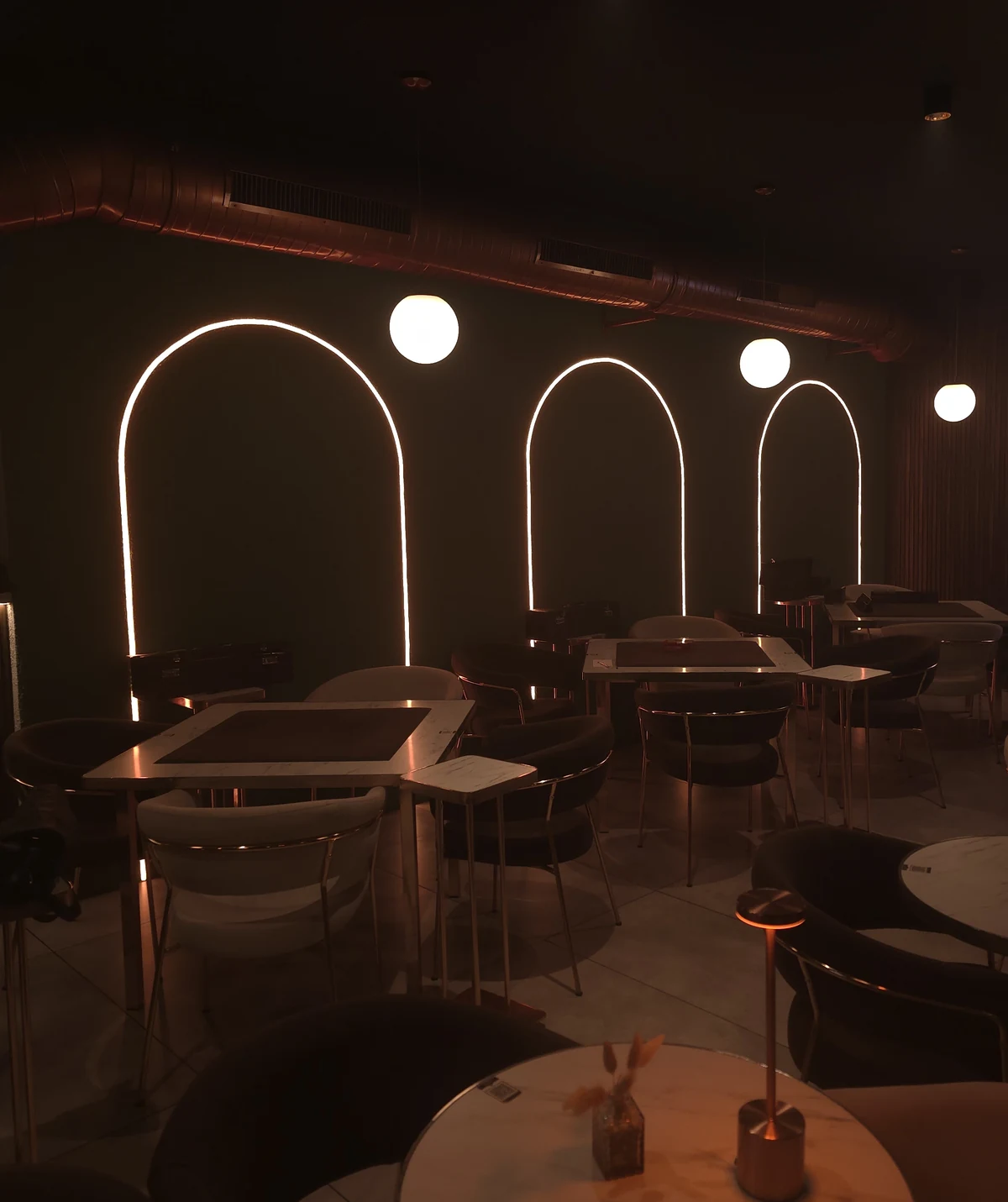The Leaf dining room with its signature illuminated arches