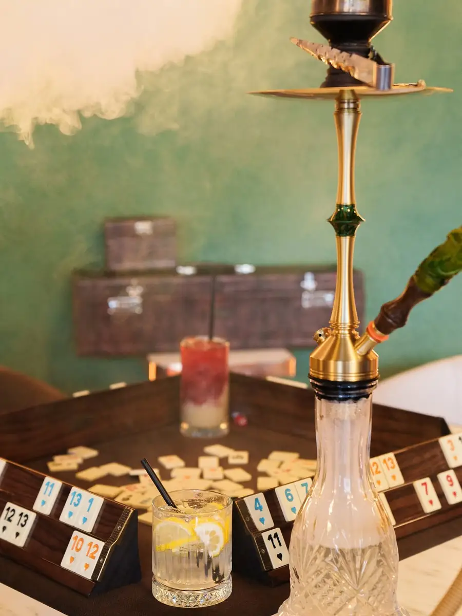 Okey with a shisha and drink at The Leaf