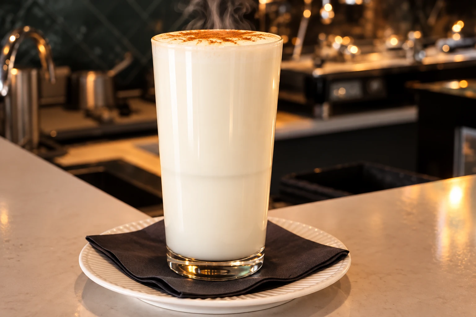 Warmer, cremiger Sahlep mit Zimt bei The Leaf